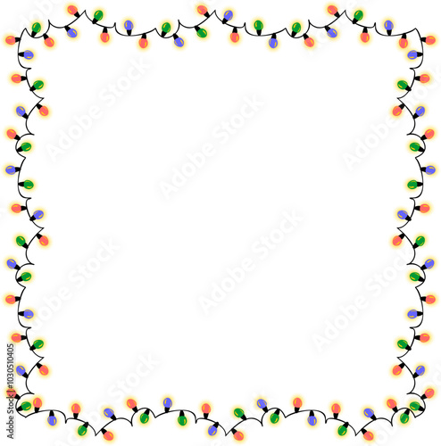 Christmas lights garland decoration illustration, new year simple design element 