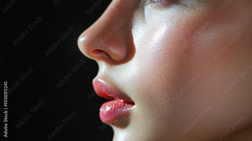 Close-Up of Smooth Skin and Delicate Facial Features Close-Up of Smooth Skin and Delicate Facial Features