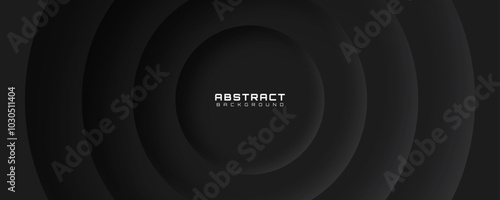 3D black geometric abstract background overlap layer on dark space with cutout effect decoration. Modern graphic design element circles style concept for banner, flyer, card, cover, or brochure