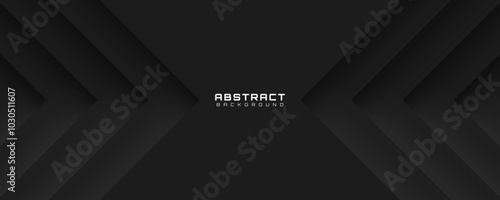 3D black geometric abstract background overlap layer on dark space with cutout effect decoration. Modern graphic design element arrows style concept for banner, flyer, card, cover, or brochure