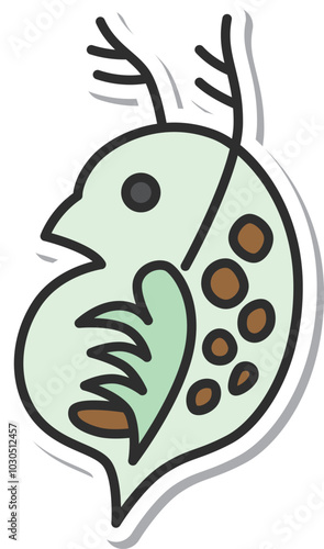 ステッカー微生物単品アイコン　ミジンコ