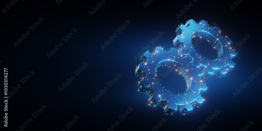 Digital gears representing network and teamwork concept Digital gears representing network and teamwork concept