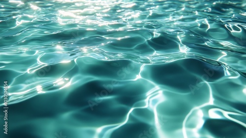 Green-blue ocean water with gentle ripples, natural background. 