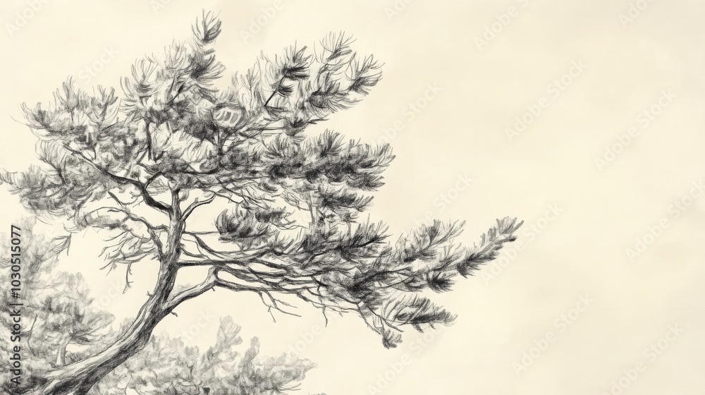 Obraz premium Hand-drawn hemlock tree sketch