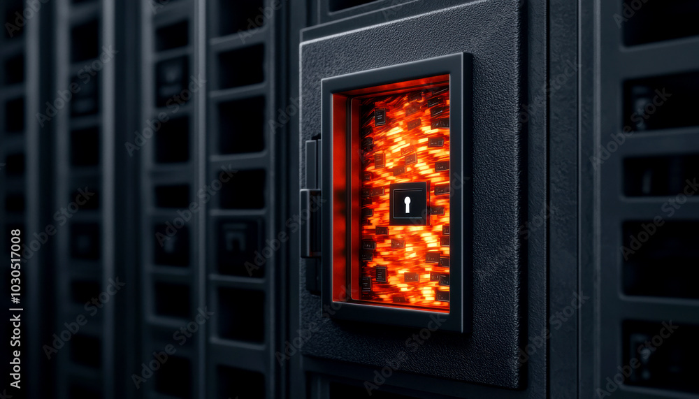 Fototapeta premium Visualizing Security The Concept of a Glowing Password Manager Safe