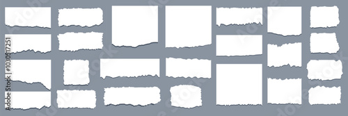 Set of Torn sheets of paper. Torn paper strips. Vector illustration