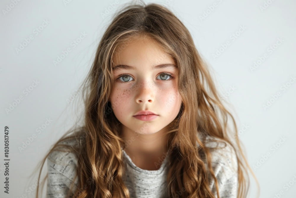 Portrait of a Bored Young Girl with Freckles Portrait of a Bored Young Girl with Freckles