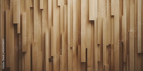 A close-up shot of a wall made from wooden planks arranged in a modern, geometric pattern.