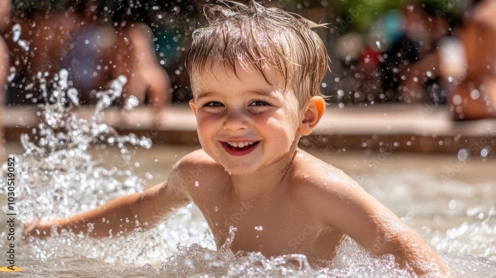 Happy Little Boy Splashing in Water Happy Little Boy Splashing in Water