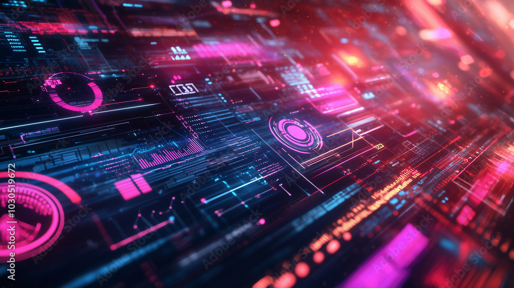 A sleek digital background blending elements of technology. A sleek digital background blending elements of technology.