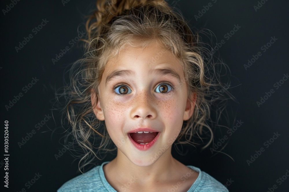Excited Young Girl with Joyful Expression Excited Young Girl with Joyful Expression