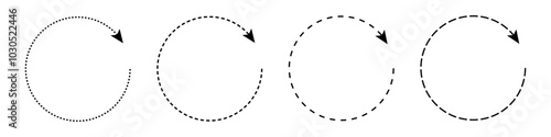 Set of dash line reload, refresh arrows icons