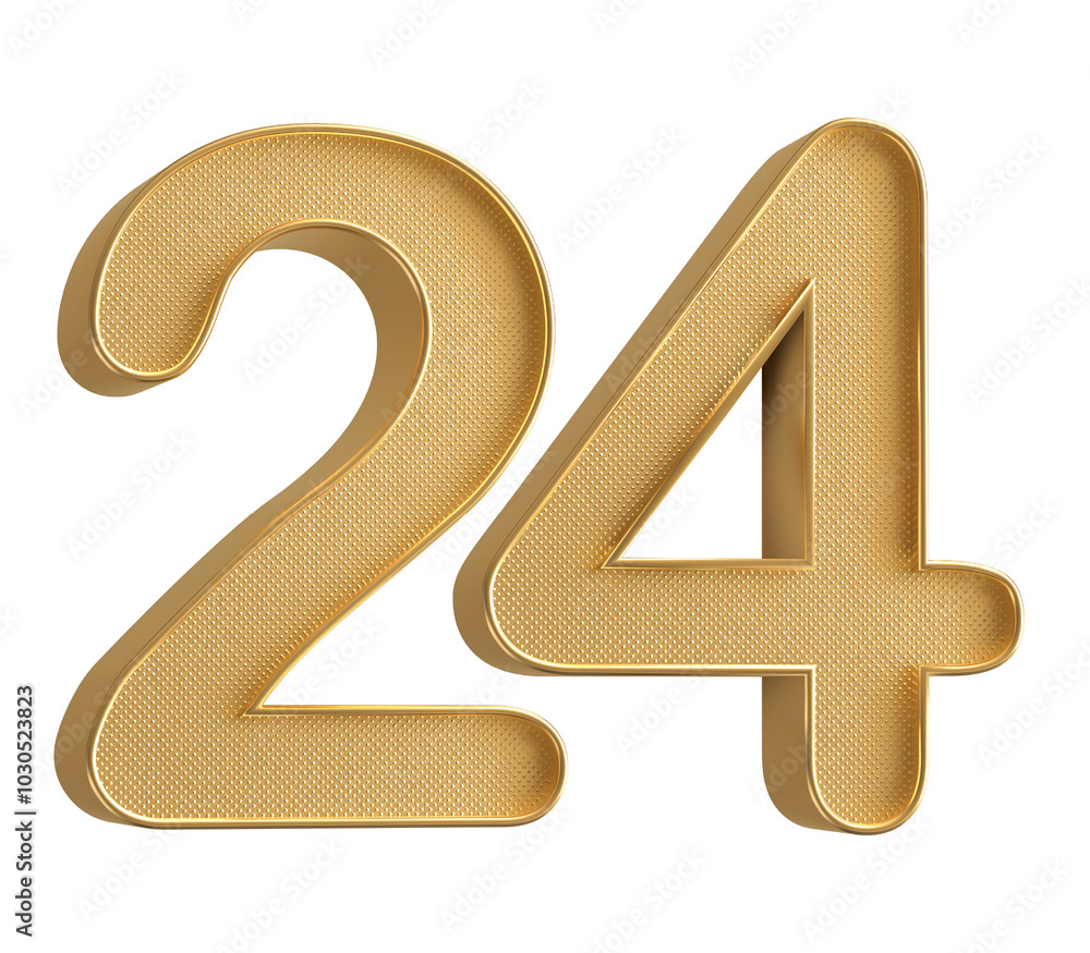 Gold 3D Number 24