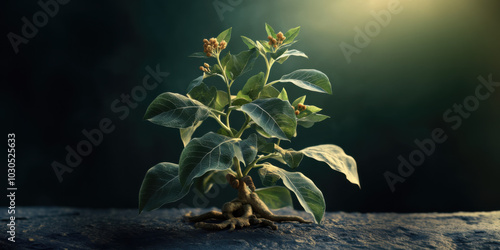 Flemish ashwagandha root, Medicinal Herb Plant, also known as Withania Somnifera, Ashwagandha, Indian Ginseng, Poison Gooseberry, or Winter Cherry