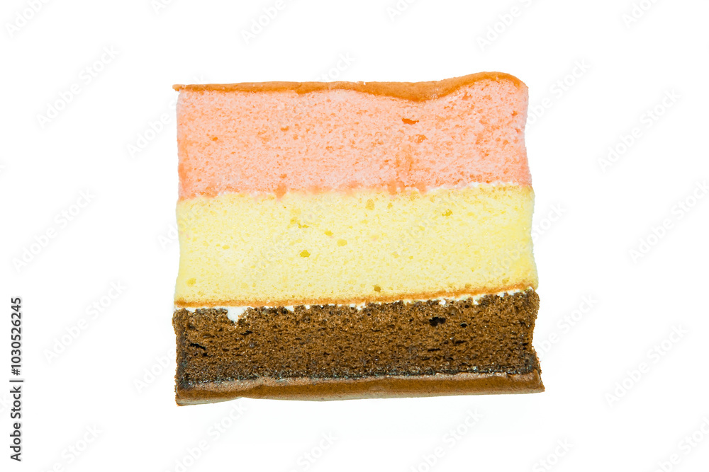 Piece of layer cake isolated on white background Piece of layer cake isolated on white background