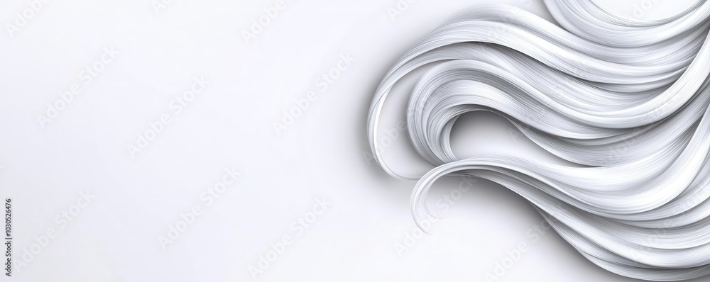 Obraz premium Smooth silk strands in white, high-detail close-up, minimalist, soft lighting, gentle shadows