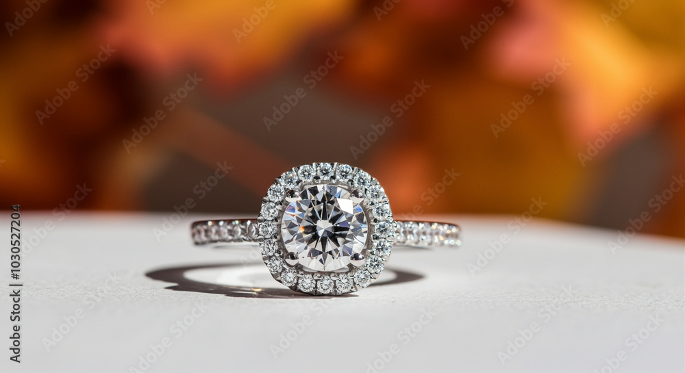 Diamond ring with elegant halo design for wedding jewelry showcasing brilliance and sophistication Diamond ring with elegant halo design for wedding jewelry showcasing brilliance and sophistication