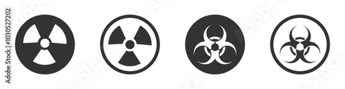 Biohazard or radioactive vector icon signs. Biohazard icon. Radioactive icon