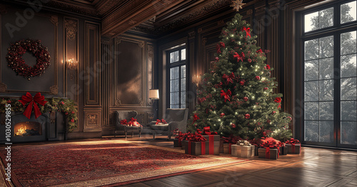 Wallpaper Mural Christmas Decor In A Luxurious Mansion Interior Torontodigital.ca