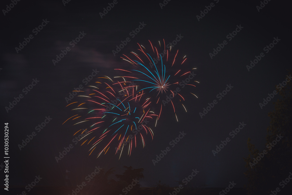Fireworks On The Background Of The Dark Night Sky in Dalmine (BG),Italy, show for New Year's eve Fireworks On The Background Of The Dark Night Sky in Dalmine (BG),Italy, show for New Year's eve