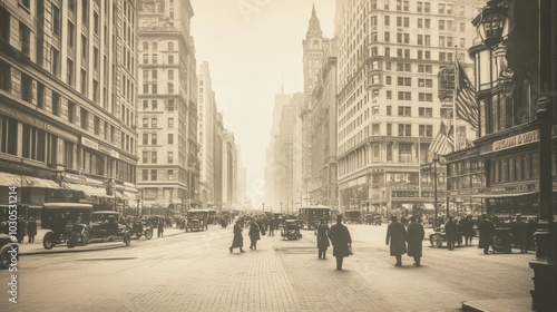Fototapeta Naklejka Na Ścianę i Meble -  Vintage New York City Street Scene