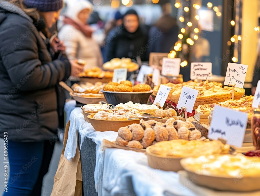 American small-town Halloween carnival brightly lit food booths with spooky treats like bat wings