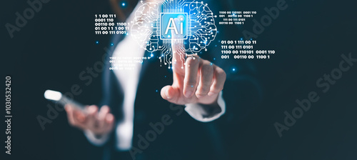 Innovation of artificial intelligence is driving electronic advancements in cyberspace, creating futuristic network of digital technology and intelligence. ai, electronic, cyberspace, innovation.