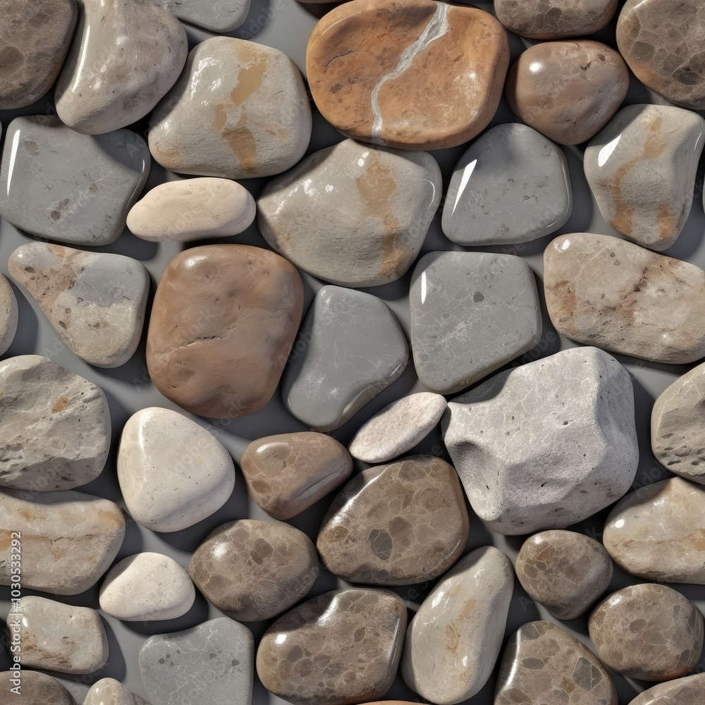 Seamless river stone pattern, ideal for backgrounds and digital art Seamless river stone pattern, ideal for backgrounds and digital art