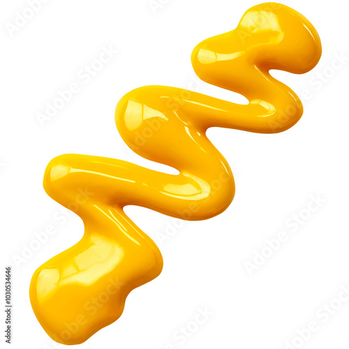 Mustard Sauce Zigzag Drizzle Isolated on a Transparent Background
