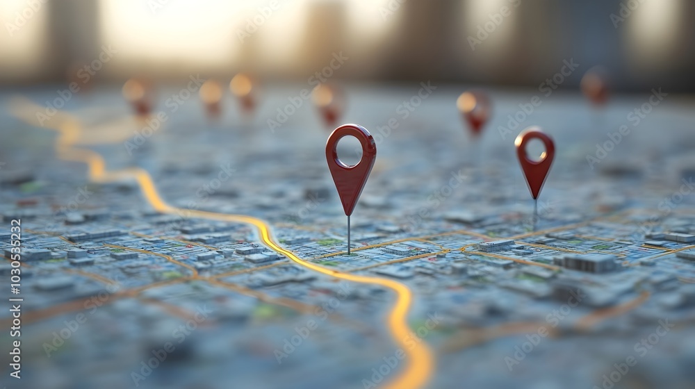 Digital GPS Location Map with Route Path Navigation Concept Digital GPS Location Map with Route Path Navigation Concept