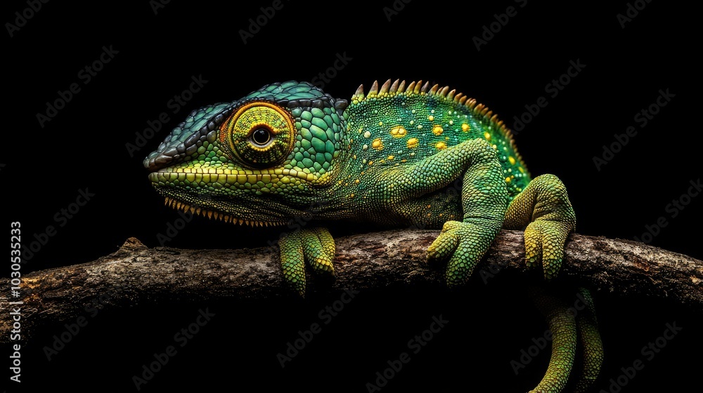 A lizard is perched on a branch. A lizard is perched on a branch.