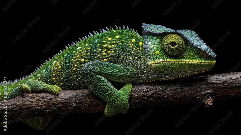 A lizard is perched on a branch. A lizard is perched on a branch.