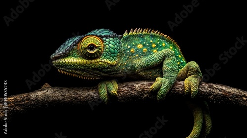 A lizard is perched on a branch.