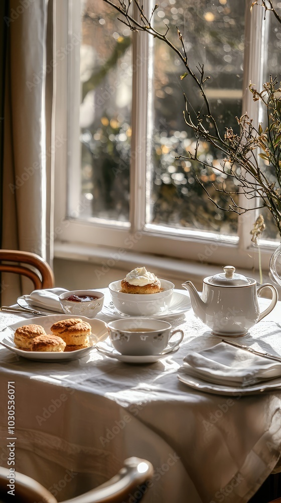 Serene Table Setting for Afternoon Tea Serene Table Setting for Afternoon Tea