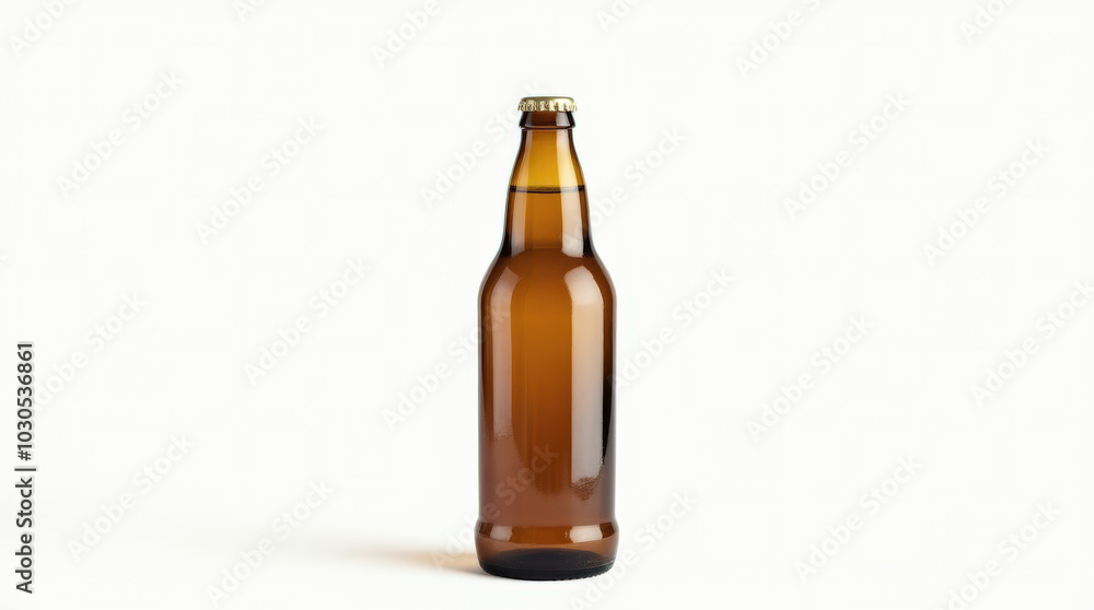 High-Quality Isolated Beer Bottle for Branding, Design Mockups, and Beverage Promotion - Clear Green and Brown Glass Bottle on White Background High-Quality Isolated Beer Bottle for Branding, Design Mockups, and Beverage Promotion - Clear Green and Brown Glass Bottle on White Background