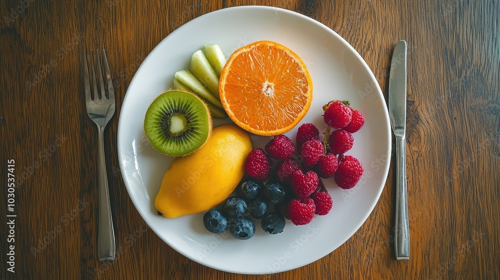 Serene Plate of Seasonal Fruits Arrangement Serene Plate of Seasonal Fruits Arrangement