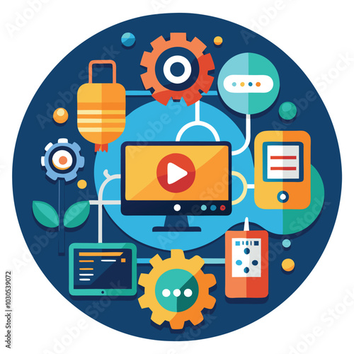 Business ideas motion graphics icons design. tech icons