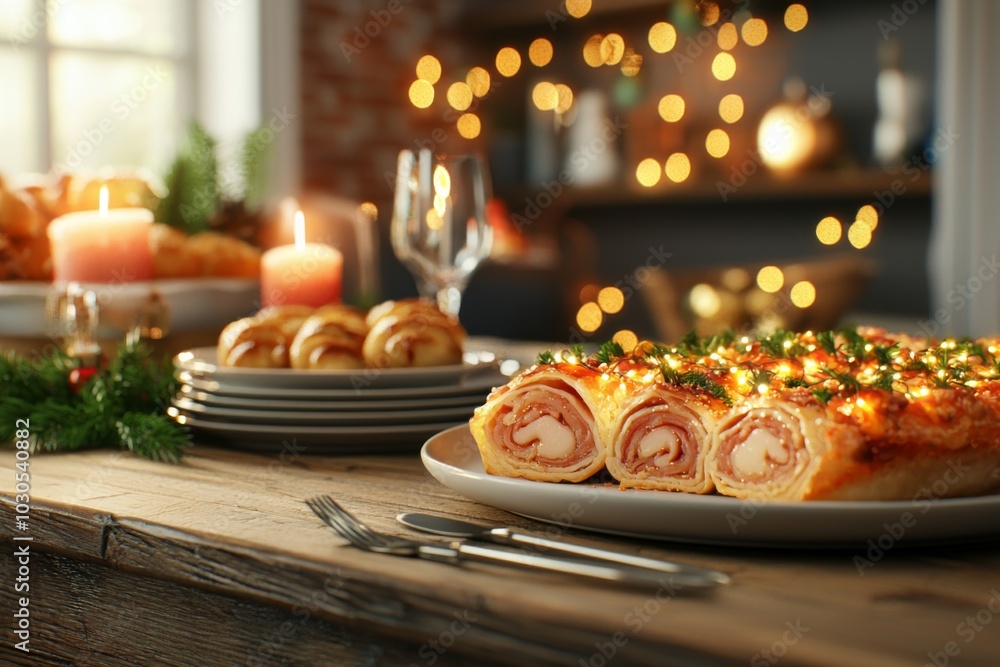 Festive Dining Room with Buffet and Candles Festive Dining Room with Buffet and Candles