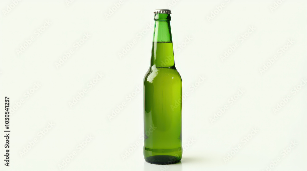 High-Quality Isolated Beer Bottle for Branding, Design Mockups, and Beverage Promotion - Clear Green and Brown Glass Bottle on White Background High-Quality Isolated Beer Bottle for Branding, Design Mockups, and Beverage Promotion - Clear Green and Brown Glass Bottle on White Background