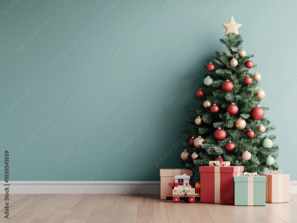 Kids Playroom with Colorful Christmas Tree and Toys Kids Playroom with Colorful Christmas Tree and Toys