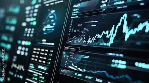 Digital Financial Dashboard Display with Data Analysis