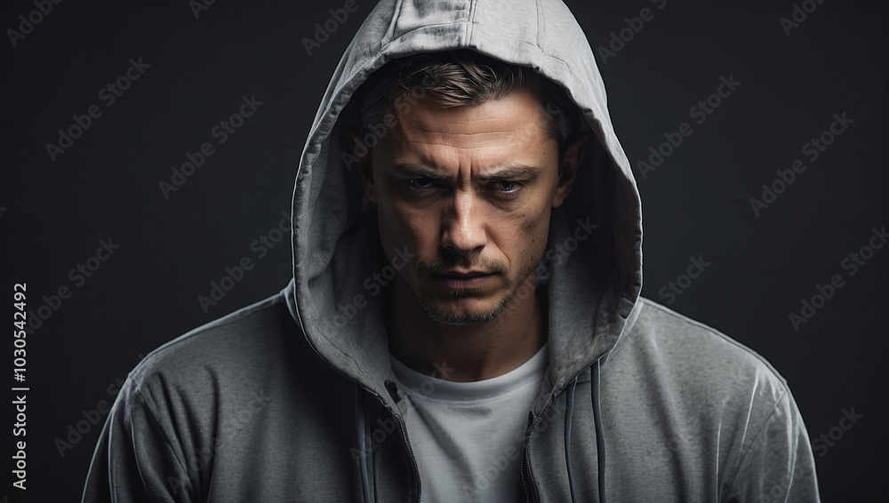 Man in Hoodie Holding His Head Man in Hoodie Holding His Head
