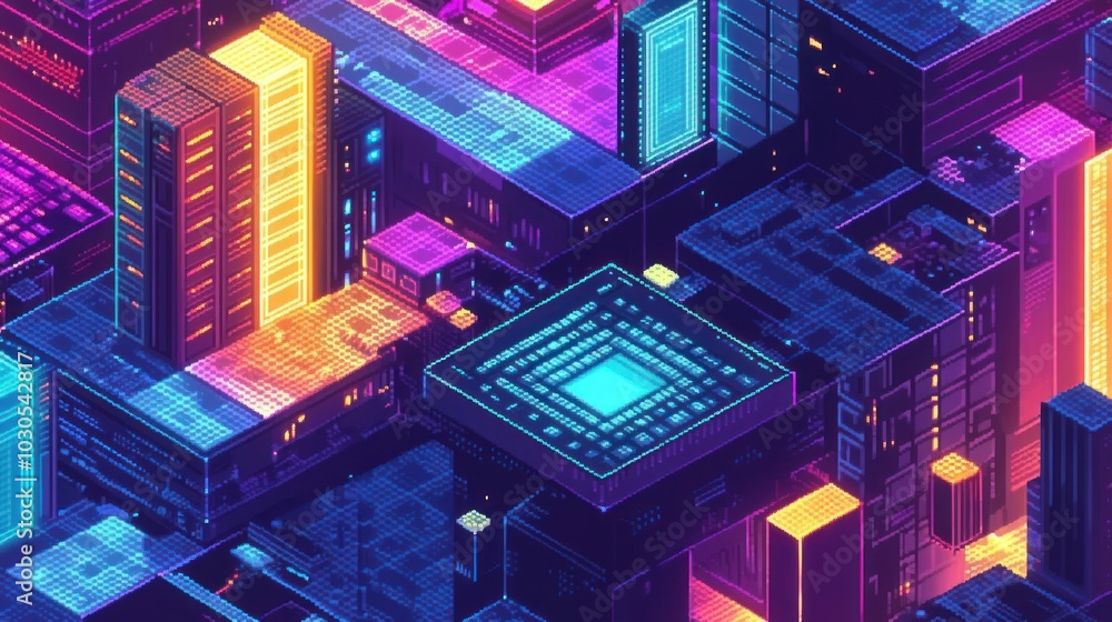 Neon pixel art with vibrant glowing squares, creating a nostalgic yet futuristic look. Neon pixel art with vibrant glowing squares, creating a nostalgic yet futuristic look.