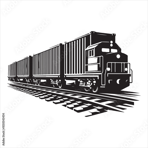 Freight Carrier Cargo Train Silhouette Art  , black colour vactor 