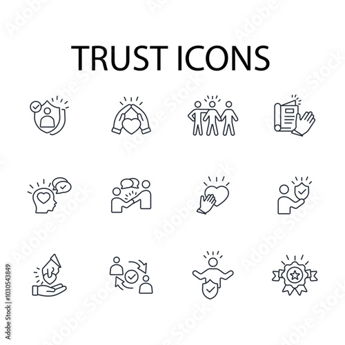 Trust icon set.vector.Editable stroke.linear style sign for use web design,logo.Symbol illustration.