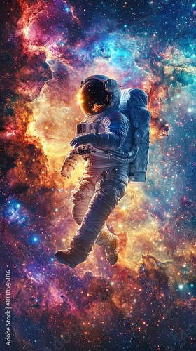 Astronaut Floating Gracefully in Cosmic Space