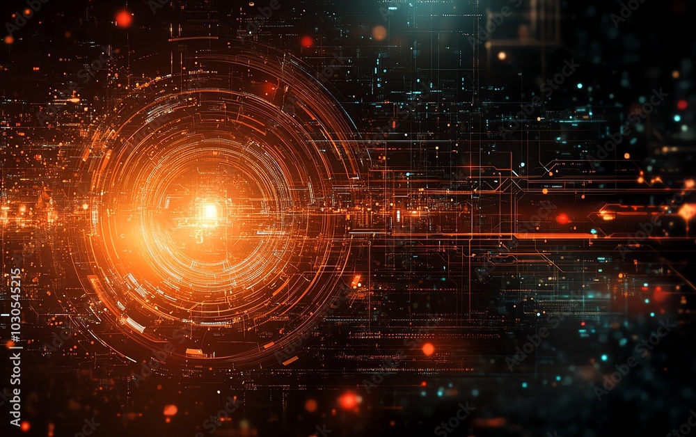 Obraz premium Hightech stock image illustrating the evolution of cyber technology, featuring abstract designs and modern digital elements