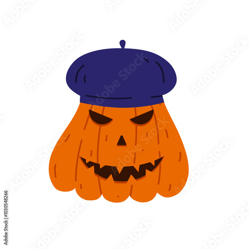 Pumpkin Halloween isolated. A pumpkin with a hat without a background. Vector illustration