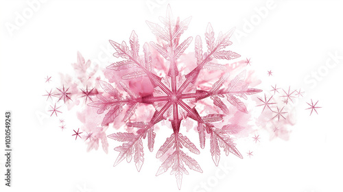 Intricate Pink Snowflake Crystal Design Winter