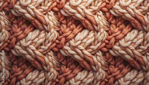 Close-up of ribbed knit pattern in warm tones